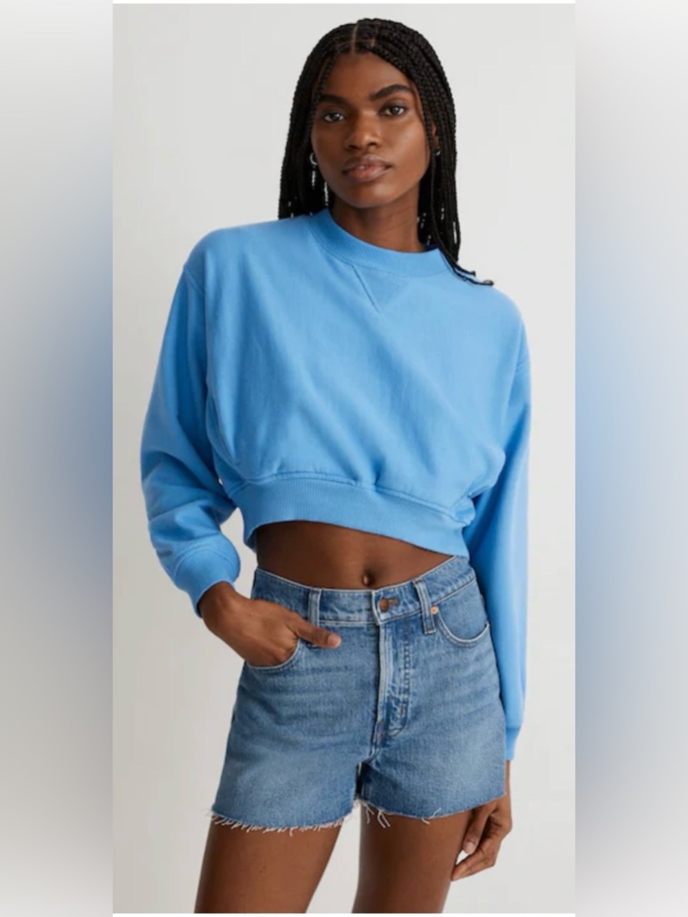 #121 🌷Madewell “ perfect Jean short” Medium Blue Washed Denim Cutoff Shorts 30